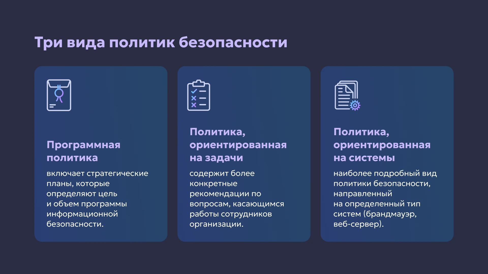 Три вида политик безопасности